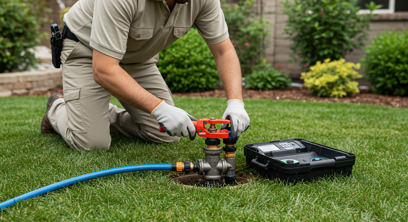 Rotacyjny zraszacz Gardena obracający się i zraszający równomiernie zielony trawnik