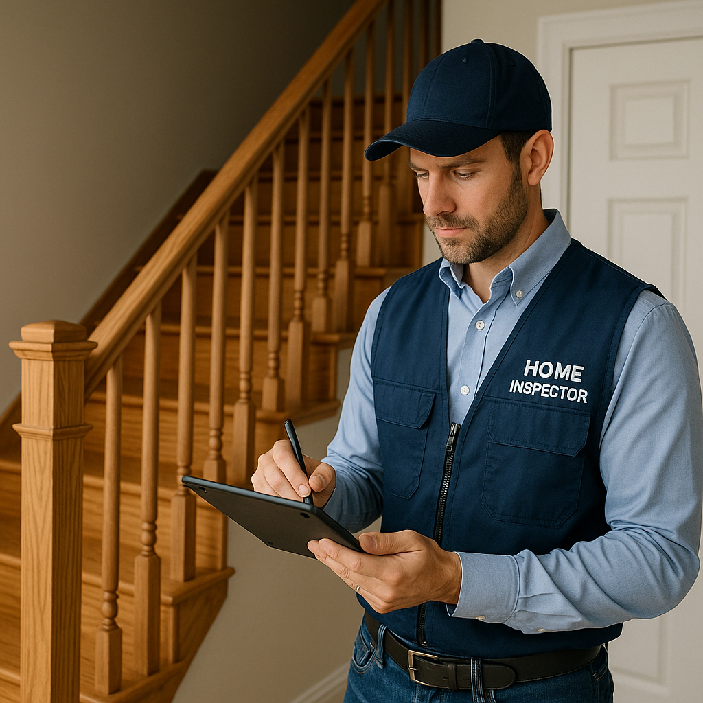 człowiek na drabinie sprawdza dachówki i izolację dachu z bliska